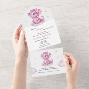 Cute Dragon Baby Shower All In One Invitation