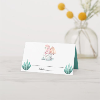 Cute Dragon Baby Shower & Birthday Table Name Place Card