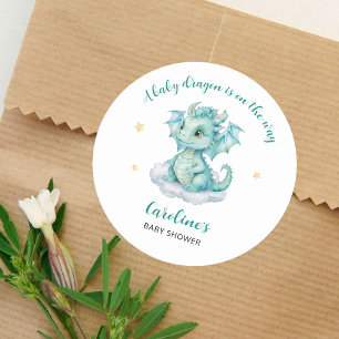 Cute Dragon Baby Shower Classic Round Sticker