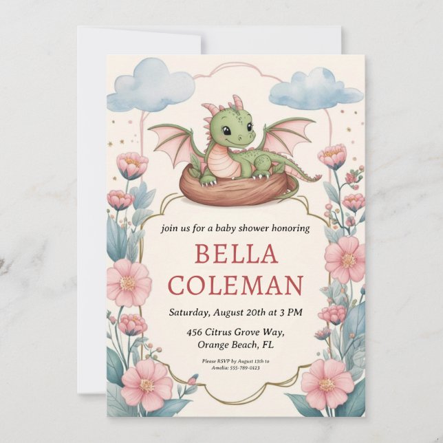 cute dragon baby shower invitations (Front)