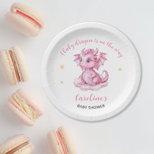 Cute Dragon Baby Shower Paper Plate
