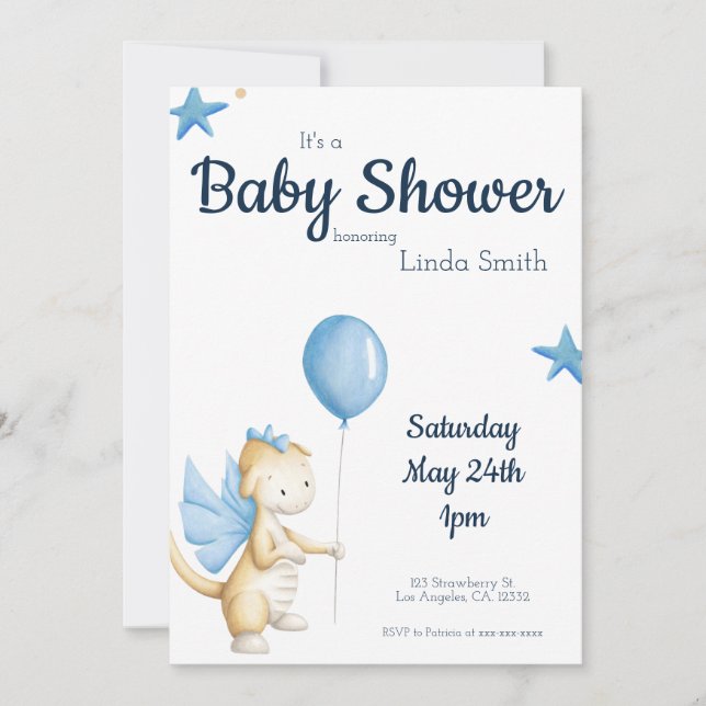 Cute Dragon Baby Shower Party Invitation (Front)