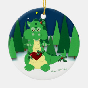 Cute Dragon: Baby's 1st Christmas Ceramic Ornament