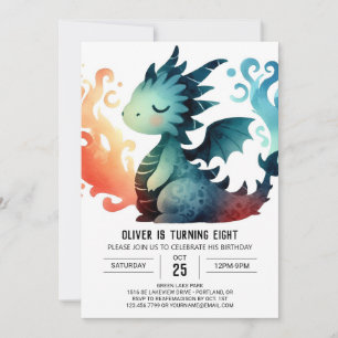 Cute Dragon Birthday Children Invitation