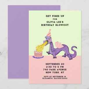 Cute Dragon Birthday Party Invitations