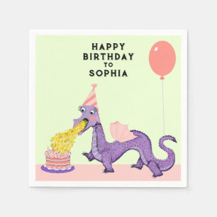 Cute Dragon Birthday Party Napkin