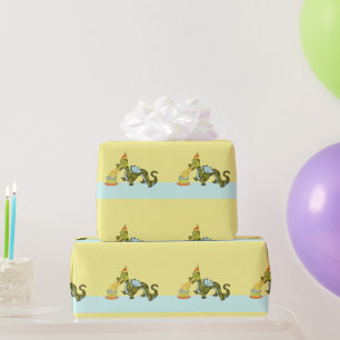 Cute Dragon Birthday Wrapping Paper