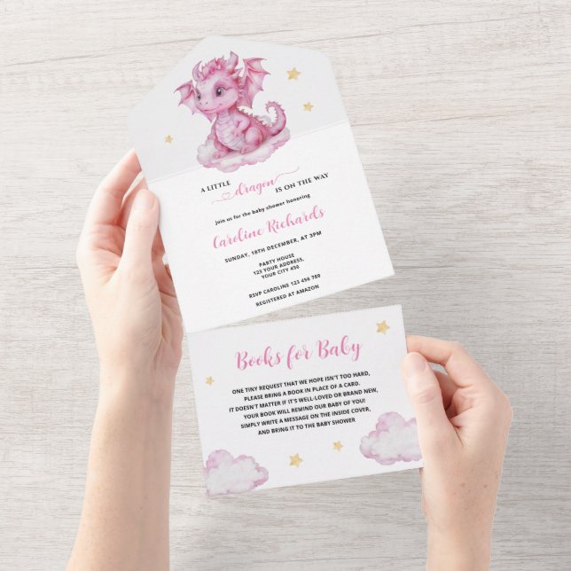 Cute Dragon Books for Baby All In One Invitation (Tearaway)