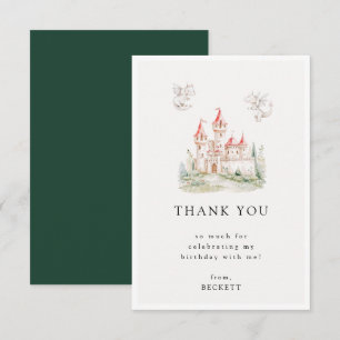Cute Dragon Castle Theme Birthday Party Thank You Card