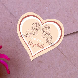 Cute Dragon Chinese Valentine's Day Pink Heart Sticker