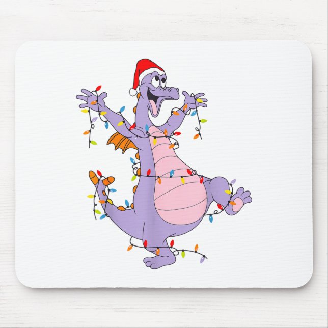 Cute Dragon Christmas Lights Santa Hat Animal Men  Mouse Pad (Front)