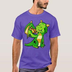 Cute Dragon Eats Pizza Mythical Creature Monster T-Shirt