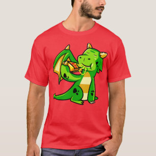 Cute Dragon Eats Pizza Mythical Creature Monster  T-Shirt