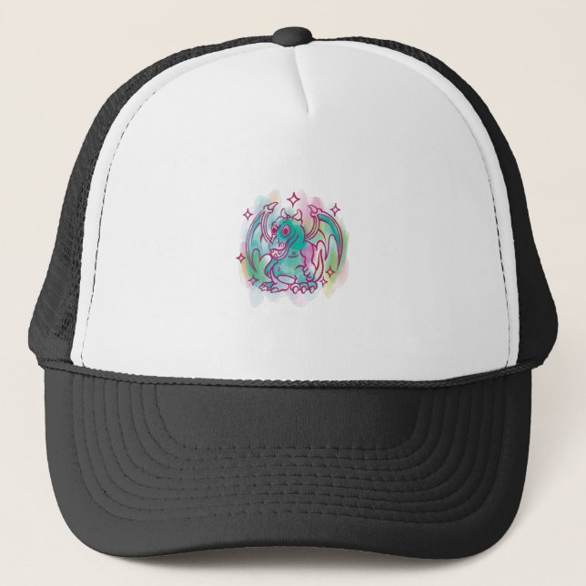 Cute Dragon Fantasy Design Trucker Hat (Front)
