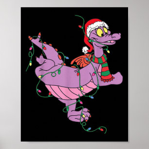 Cute Dragon Figment Lights Christmas Santa Animal Poster