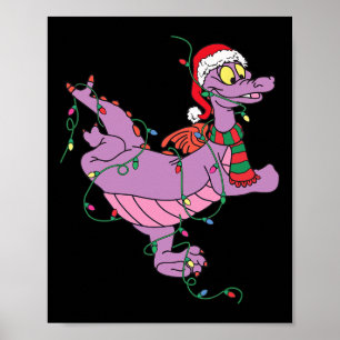 Cute Dragon Figment Lights Christmas Santa Animal Poster