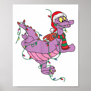 Cute Dragon Figment Lights Christmas Santa Animal Poster