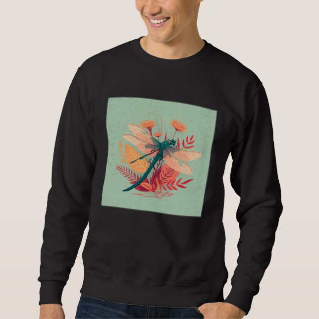 Cute Dragon Fly Illustation Aesthetic Colorful Wom Sweatshirt (Front)