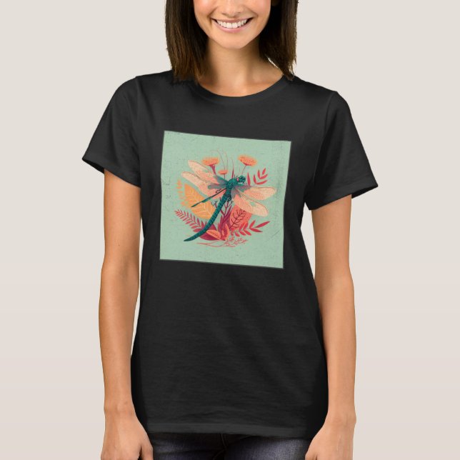 Cute Dragon Fly Illustation Aesthetic Colorful Wom T-Shirt (Front)