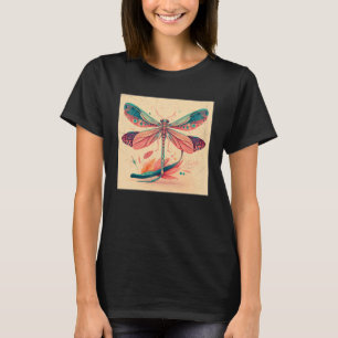 Cute Dragon Fly Illustation Aesthetic Colourful Wo T-Shirt