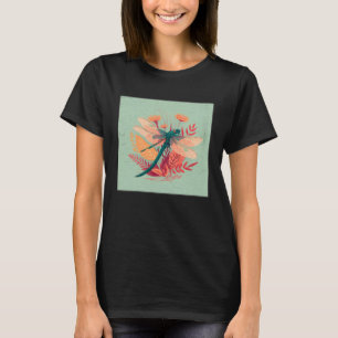 Cute Dragon Fly Illustation Aesthetic Colourful Wo T-Shirt