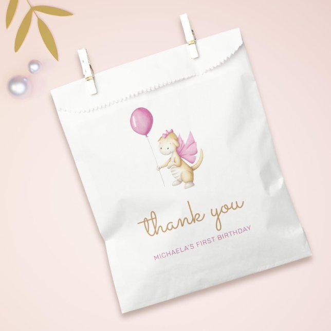 Cute Dragon Girl Birthday Favour Bag (Creator Uploaded)