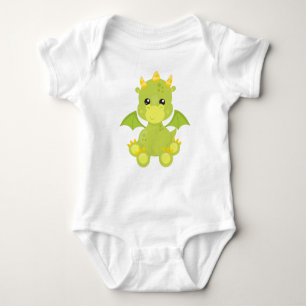 Cute Dragon, Green Dragon, Little Dragon, Magic Baby Bodysuit
