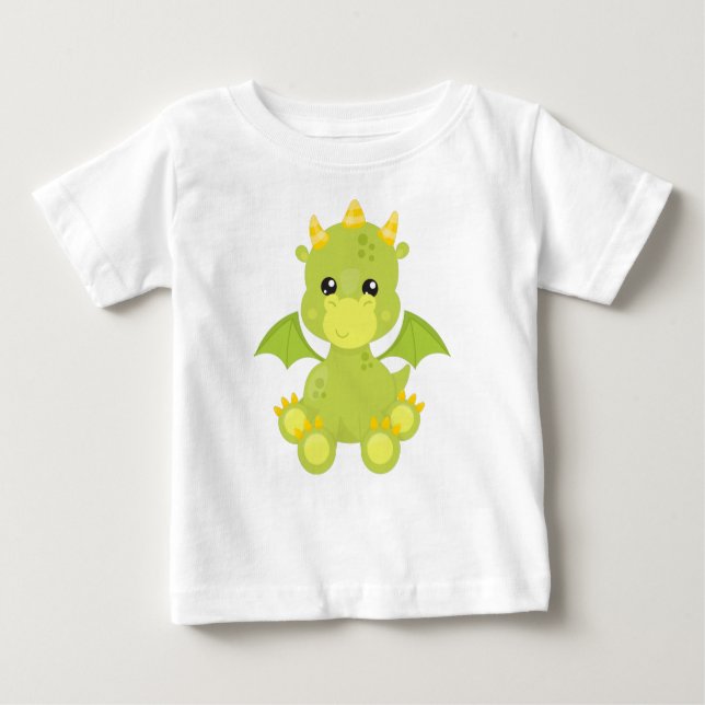 Cute Dragon, Green Dragon, Little Dragon, Magic Baby T-Shirt (Front)