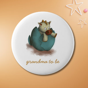 Cute Dragon Hatching Grandma to Be 6 Cm Round Badge