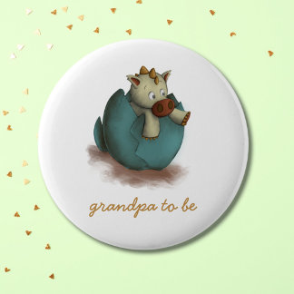 Cute Dragon Hatching Grandpa to Be 6 Cm Round Badge