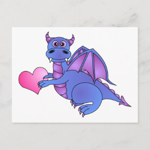 Cute Dragon Heart ( Blue - Pink -Purple ) Postcard