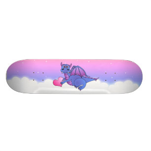 Cute Dragon Heart Blue - Pink -Purple Skateboard