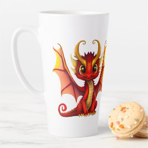 Cute Dragon Illustration on for Fantasy Lovers Latte Mug