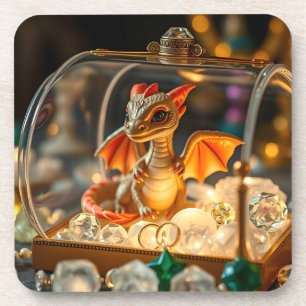 Cute Dragon in a Jewellery Box Coaster