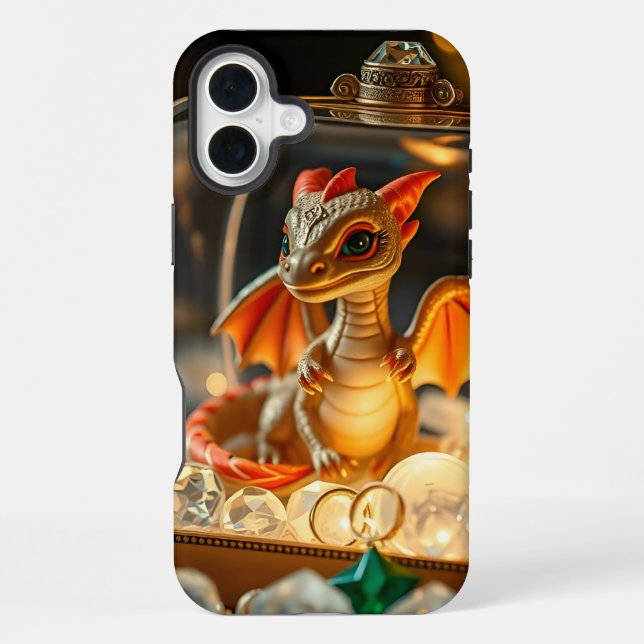 Cute Dragon in a Jewellery Box iPhone Case (Back)