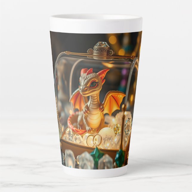 Cute Dragon in a Jewellery Box Latte Mug (Front)