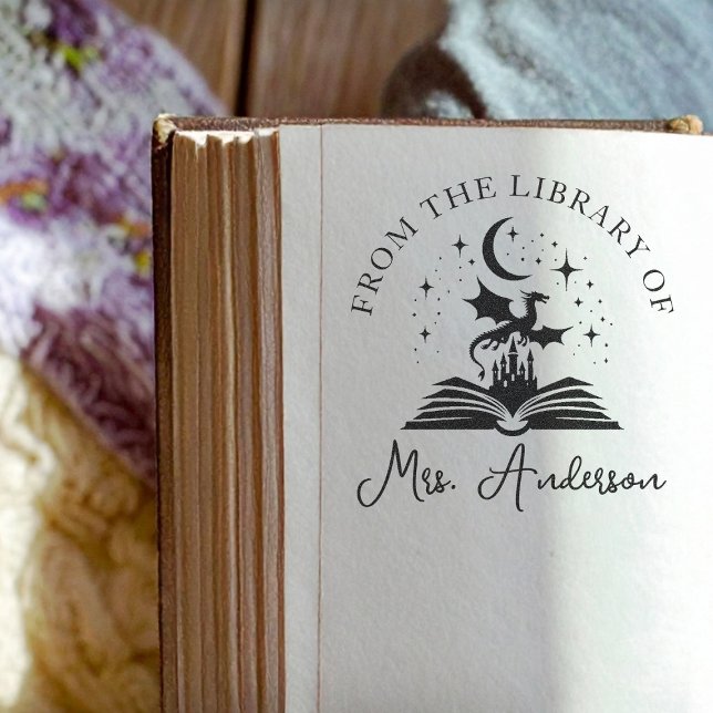 Cute Dragon Library Floral Grow your Mind Teacher Self-inking Stamp (Creator Uploaded)