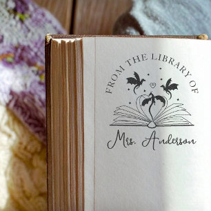 Cute Dragon Library Floral Grow your Mind Teacher Self-inking Stamp