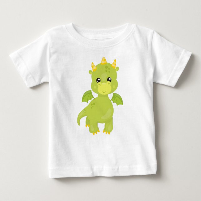 Cute Dragon, Little Dragon, Green Dragon, Magic Baby T-Shirt (Front)