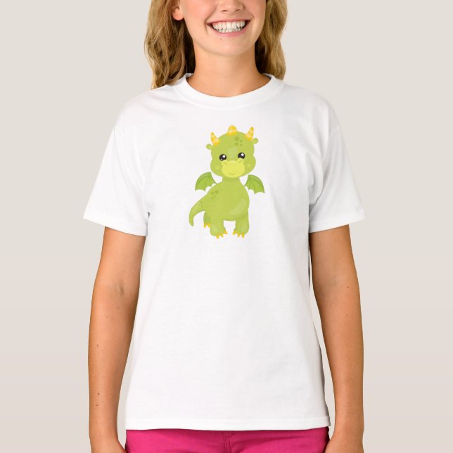 Cute Dragon, Little Dragon, Green Dragon, Magic T-Shirt (Front)