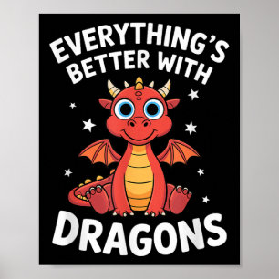 Cute Dragon Lover Adults Or Kids Boys Girls Dragon Poster