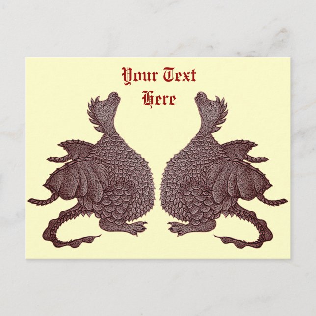 cute dragon mythical and fantasy creature art postcard (Front)