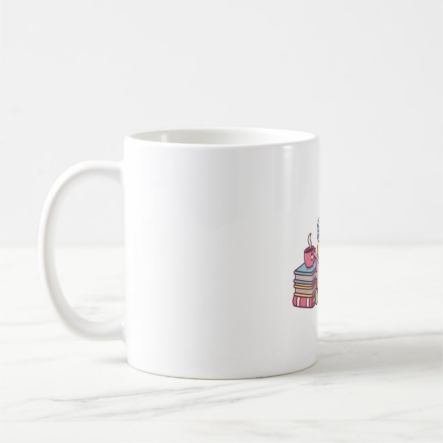 Cute Dragon Reading A Book Coffee Mug (Left)