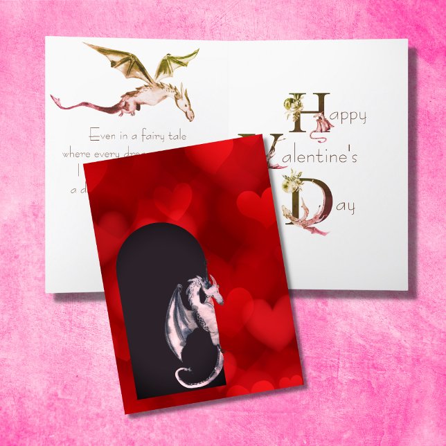 Cute Dragon, Red Hearts Daughter Valentine's Day Card (Creator Uploaded)