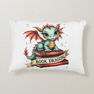 Cute Dragon Sitting On Book-Book Dragon Decorative Cushion
