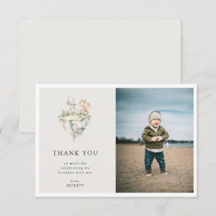 Cute Dragon Theme Birthday Party Photo Thank You Card