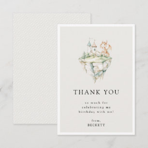 Cute Dragon Theme Birthday Party Thank You Card