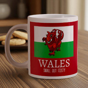 Cute Dragon Wales Small But Feisty Flag Cartoon Large Coffee Mug