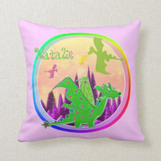 Cute Dragon with customisable Name Natalie Cushion