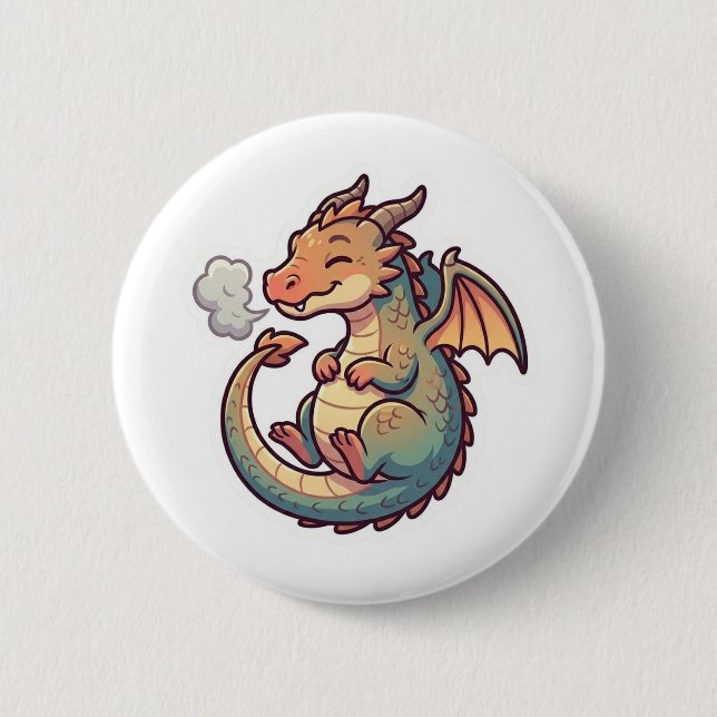 Cute Dragon Zodiac 6 Cm Round Badge (Front)